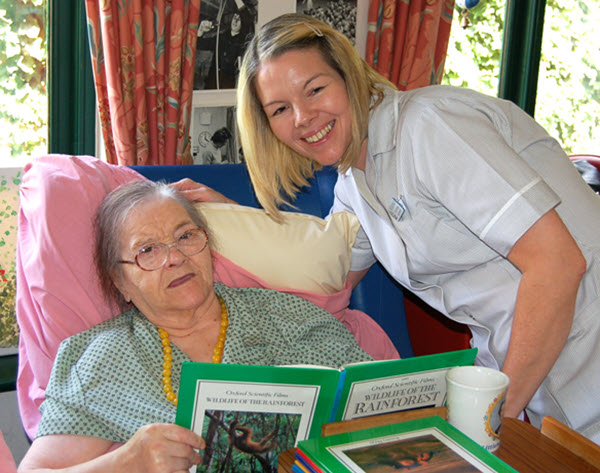 Resident and carer at Alicia