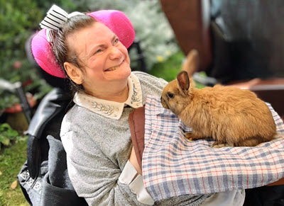 Apex Care resident with rabbit